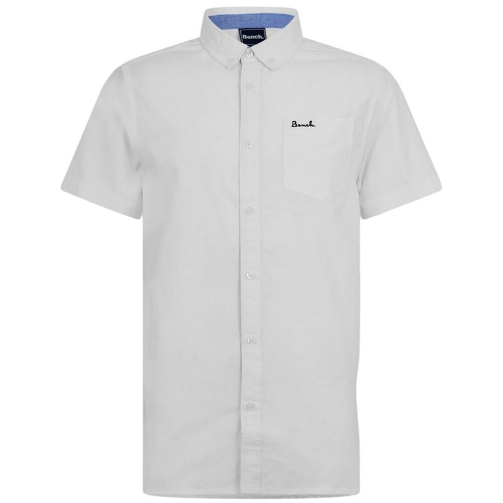Bench Mens Plain Logo Short-Sleeved Shirt / White